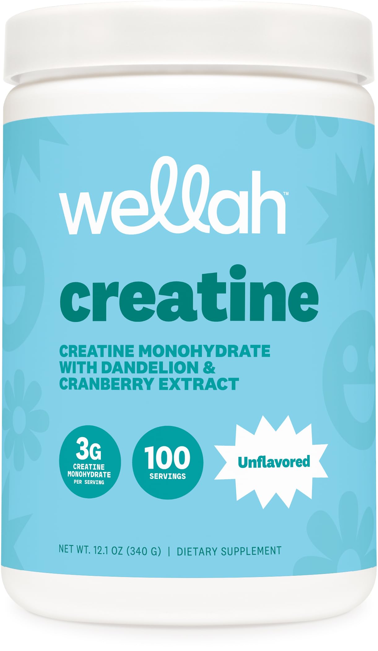 Wellah Creatine for Women Creatine Monohydrate with Dandelion & Cranberry Extract Powder 12.1