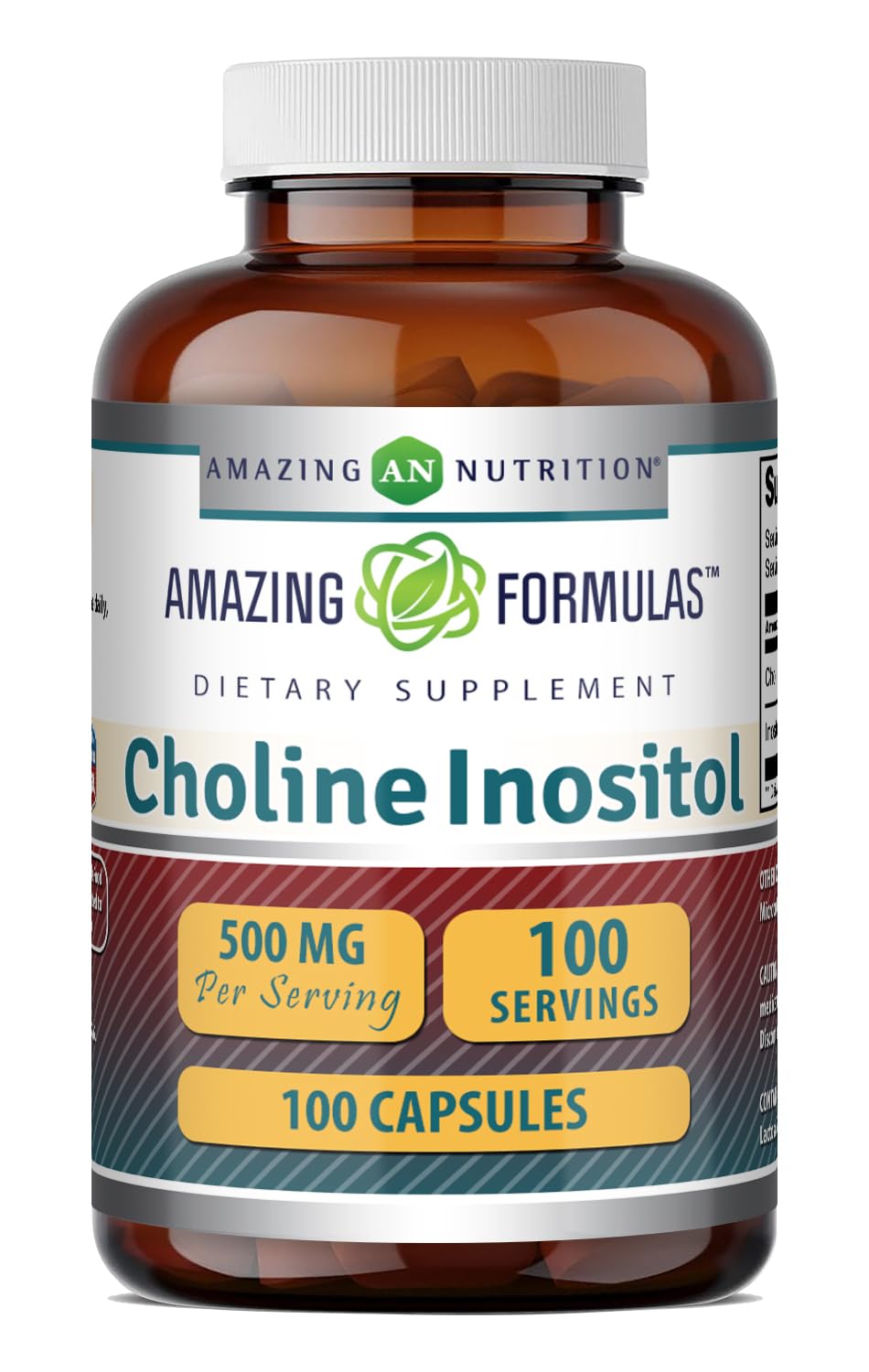 Amazing Nutrition Choline & Inositol 500 Mg Supplement 100 Capsules