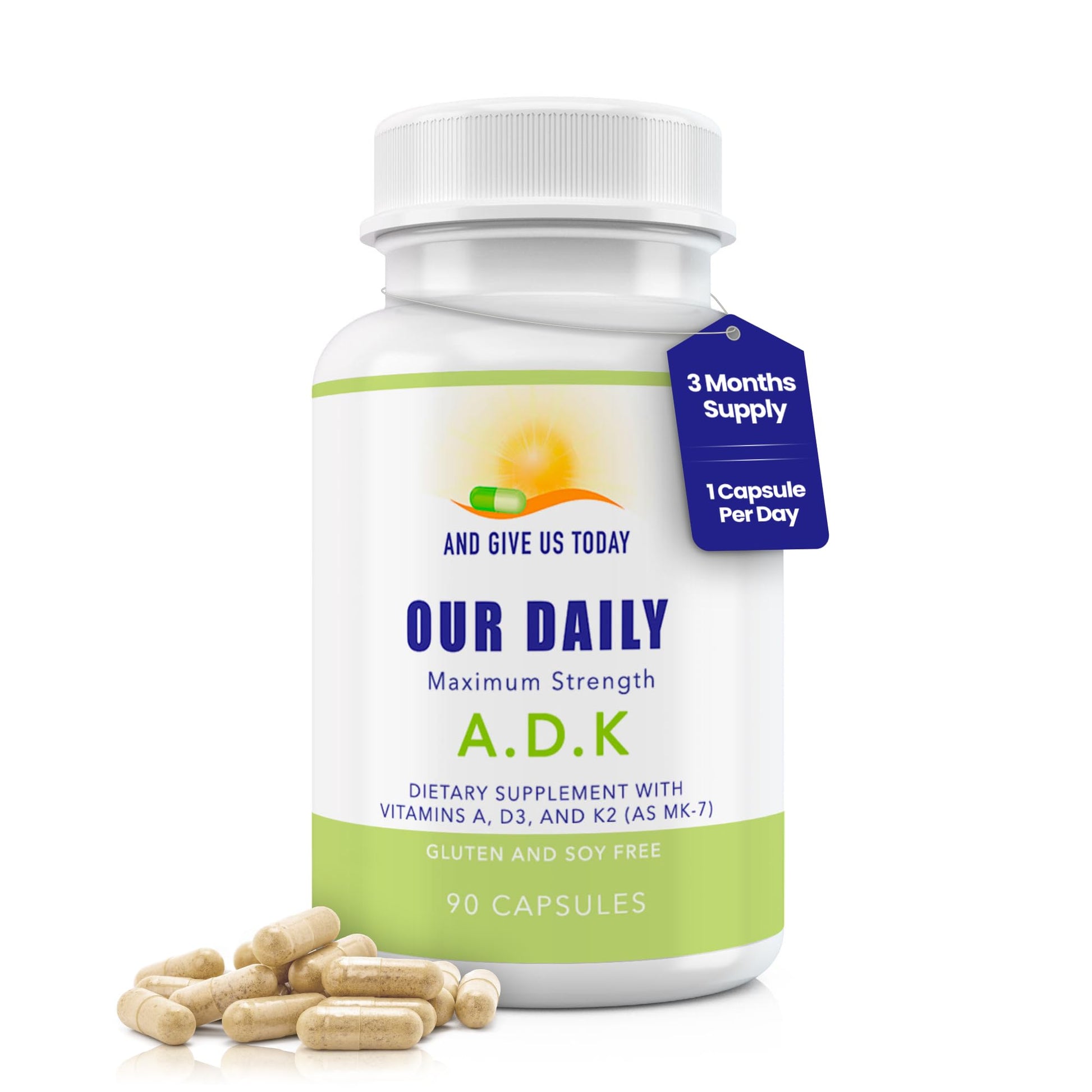 AND GIVE US TODAY OUR DAILY Daily Vites ADK Vitamin Supplement – Vitamins A, D3 & K2 (MK-7) for Bone Health, Calcium Absorption, Heart & Immune Support – Physician Formulated – Non-GMO, Gluten Free – 90 Capsules