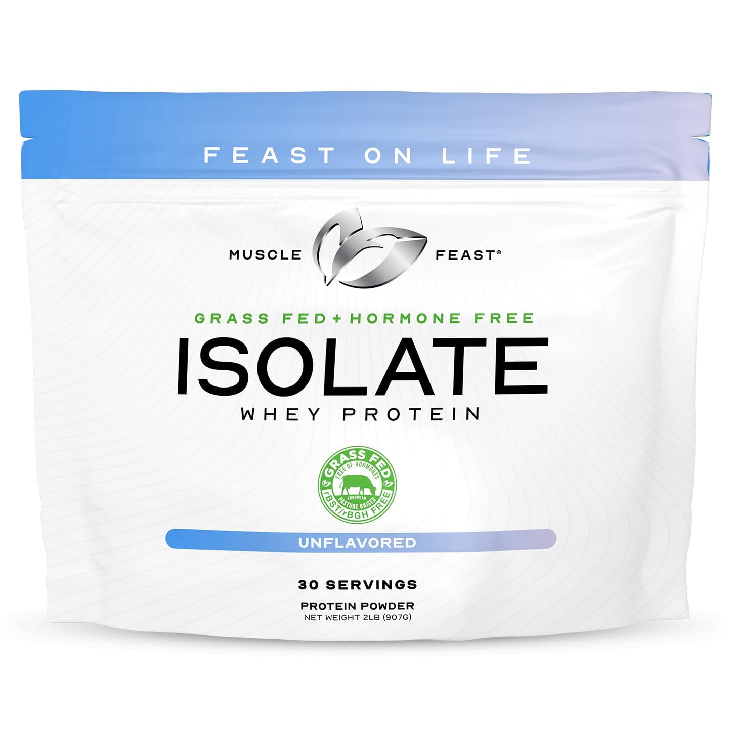 Muscle Feast Whey Protein Isolate Powder (Unflavored, 2lb) + Creatine Powder (Unflavored, 300g) Bundle