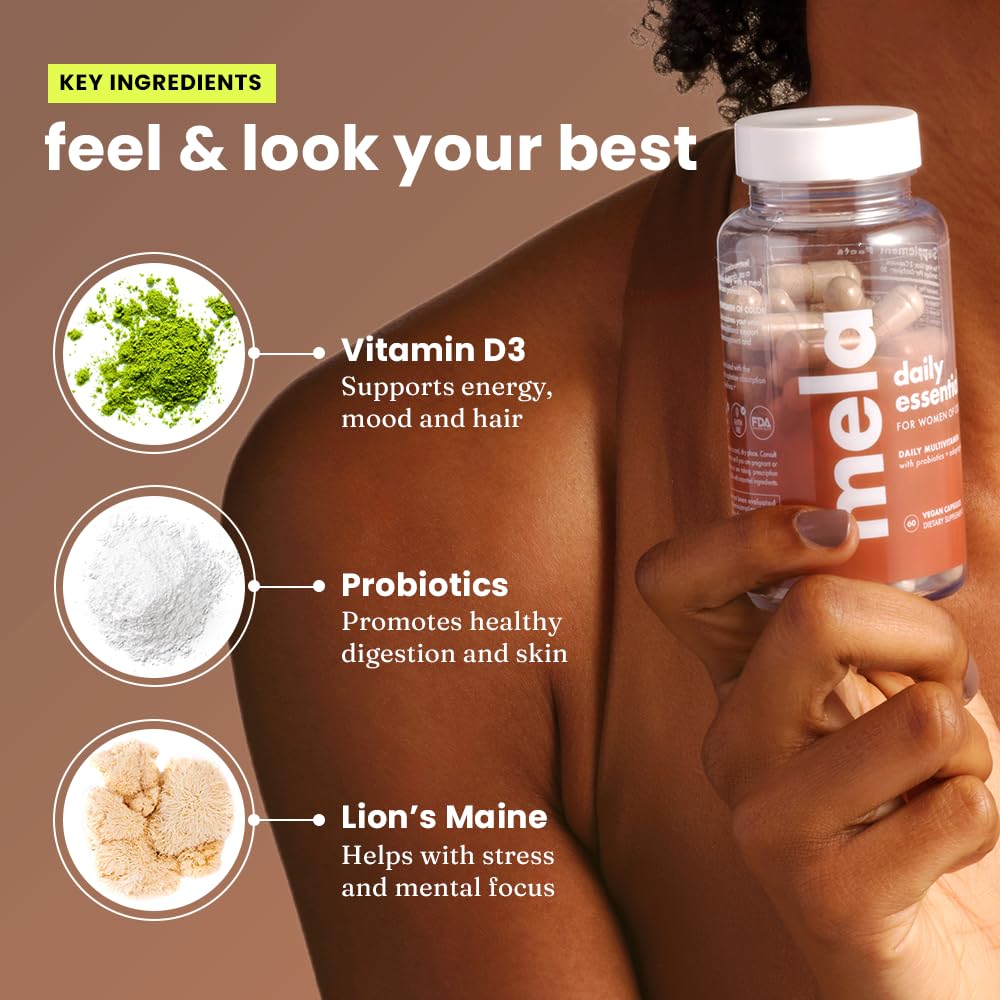 Mela Daily Essentials Multivitamin for Melanated Women, 60 Capsules