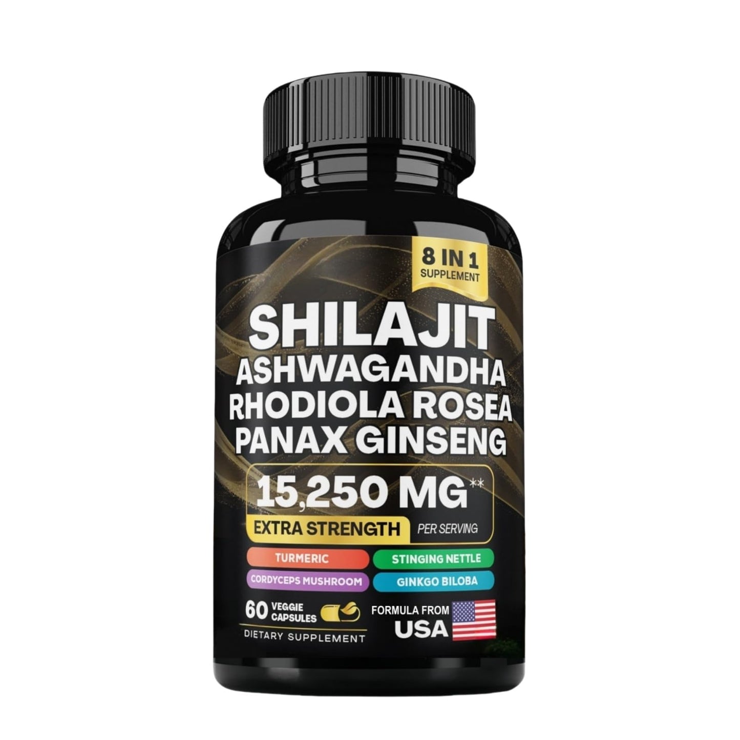 HealthyFinds Shilajit Ashwagandha Capsules 60 Count