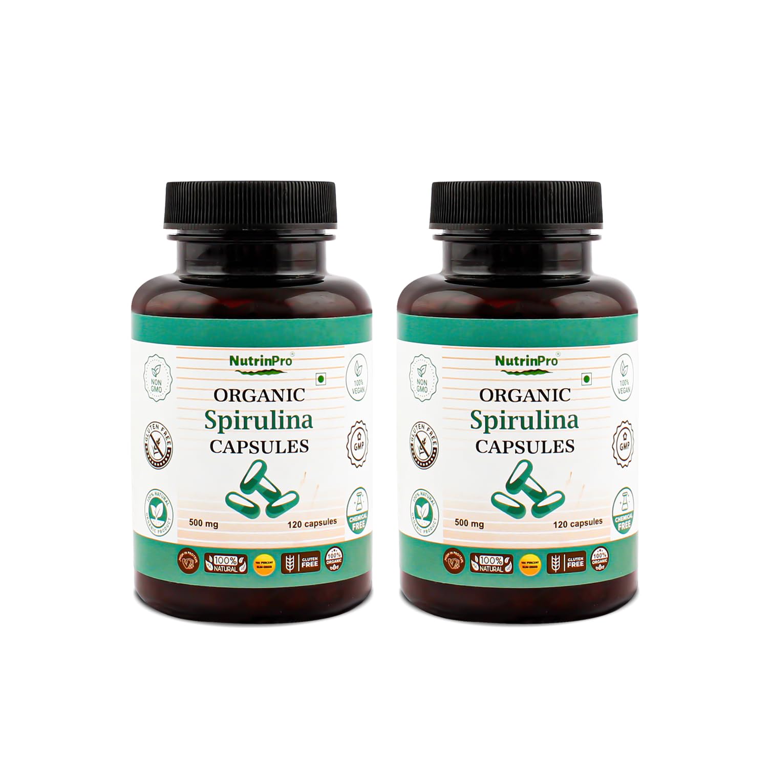 NUTRINPRO USDA Organic Spirulina Capsules 240 Count