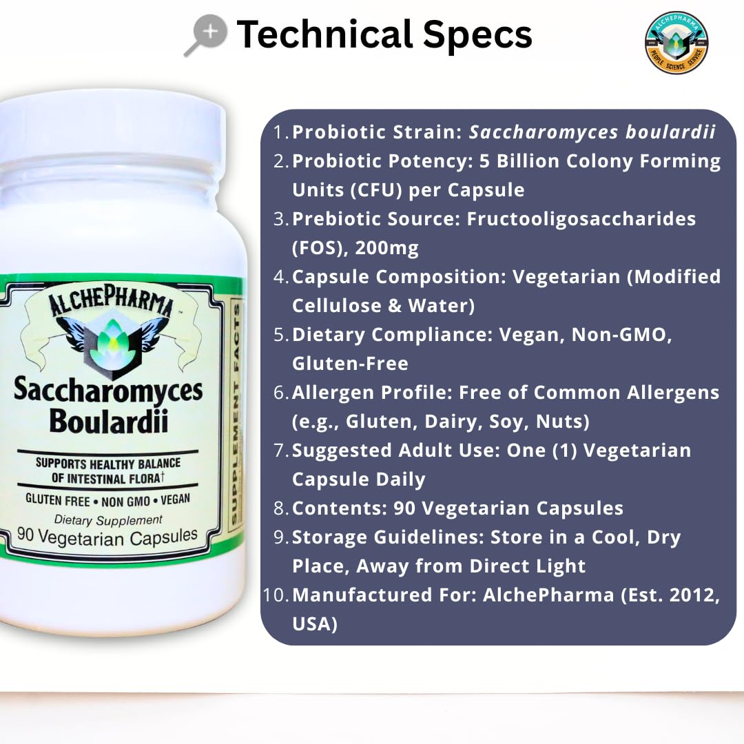 AlchePharma Saccharomyces Boulardii 90 Capsules
