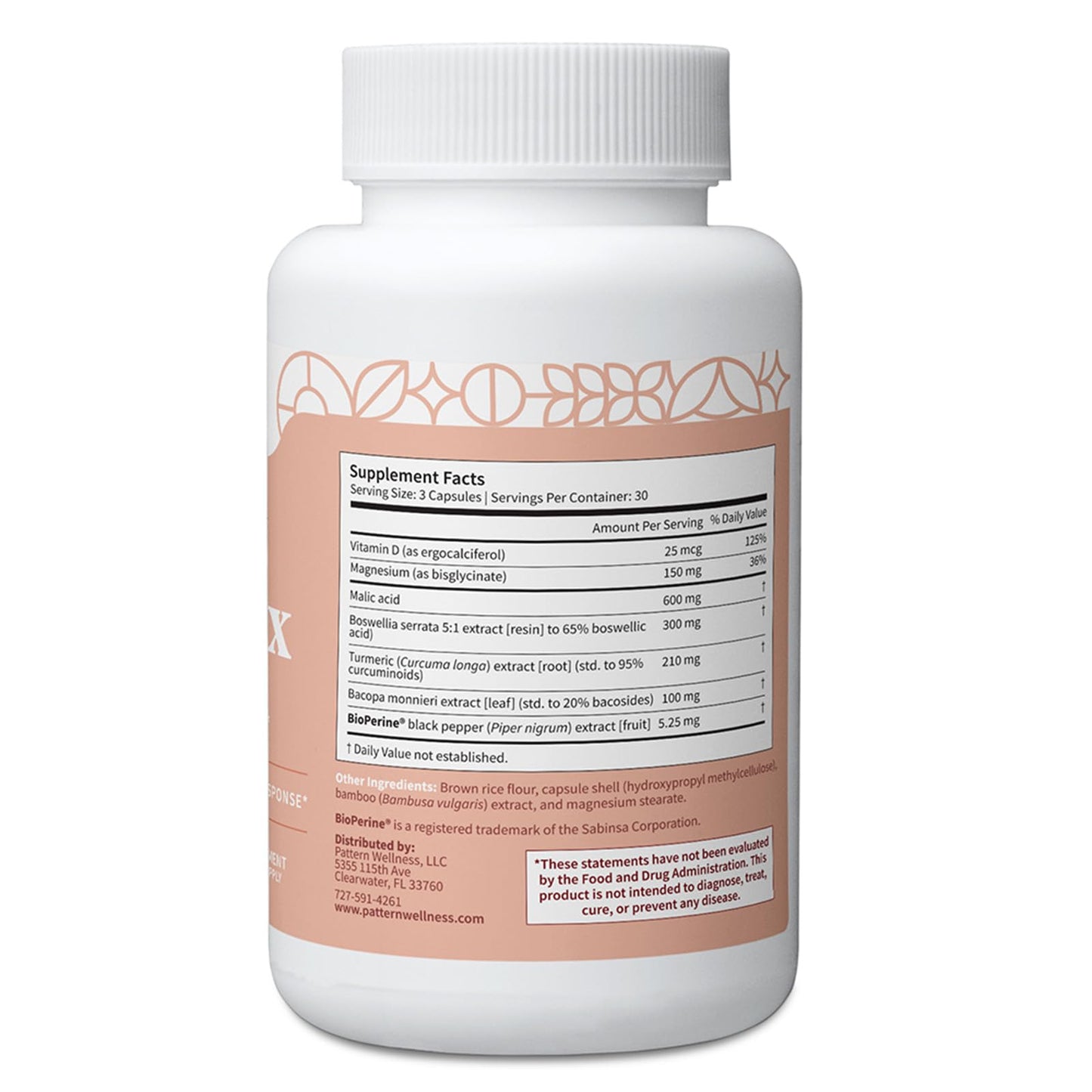 Pattern Wellness Fibro Complex Advanced Formula with BioPerine for Nutrient Absorption Supports Muscle, Joint & Mobility Health 90 Vegan Capsules