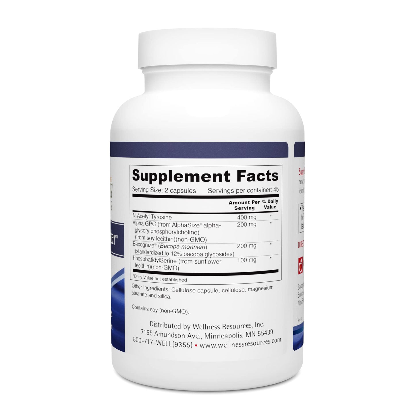 Wellness Resources Super Brain Booster with Phosphatidylserine, N-Acetyl Tyrosine, Alpha GPC and Bacopa for Mental Clarity, Focus and Memory Capsules, 90 Count