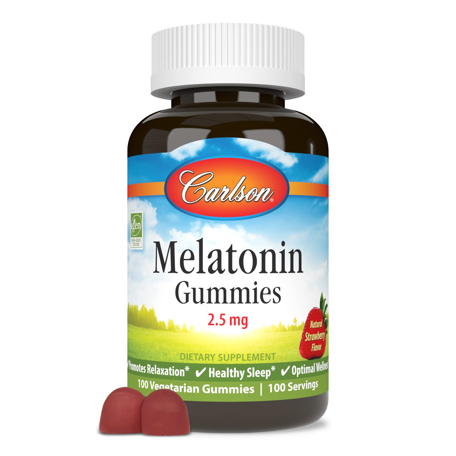 Carlson Melatonin Gummies 2.5 mg Healthy Sleep, 100 Vegetarian Gummies