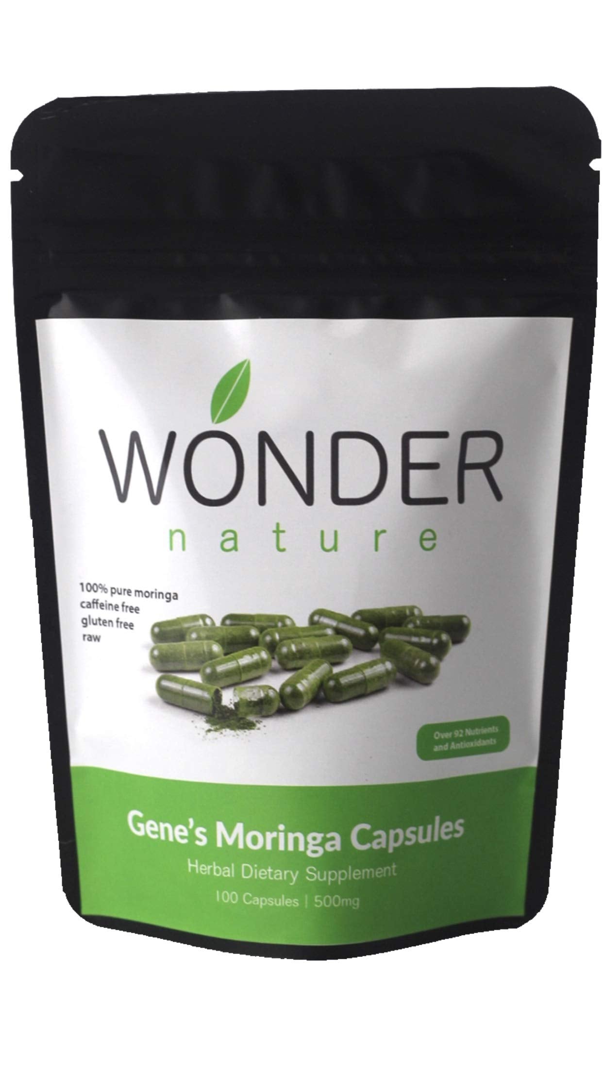 Wonder Nature Moringa Fine Green Powder Capsules, 100 Count