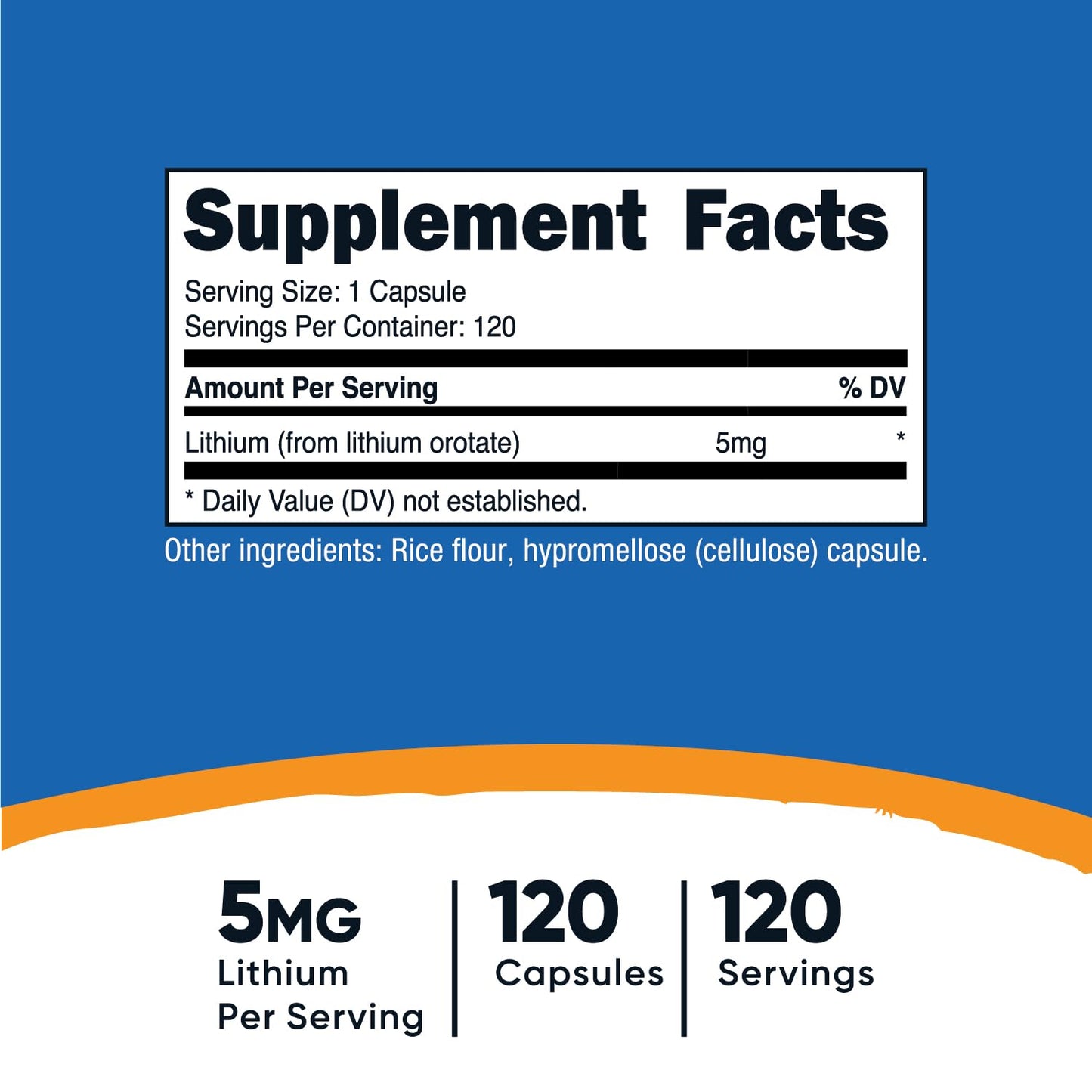 Nutricost Lithium Ootate 5mg Capsules 120 Count
