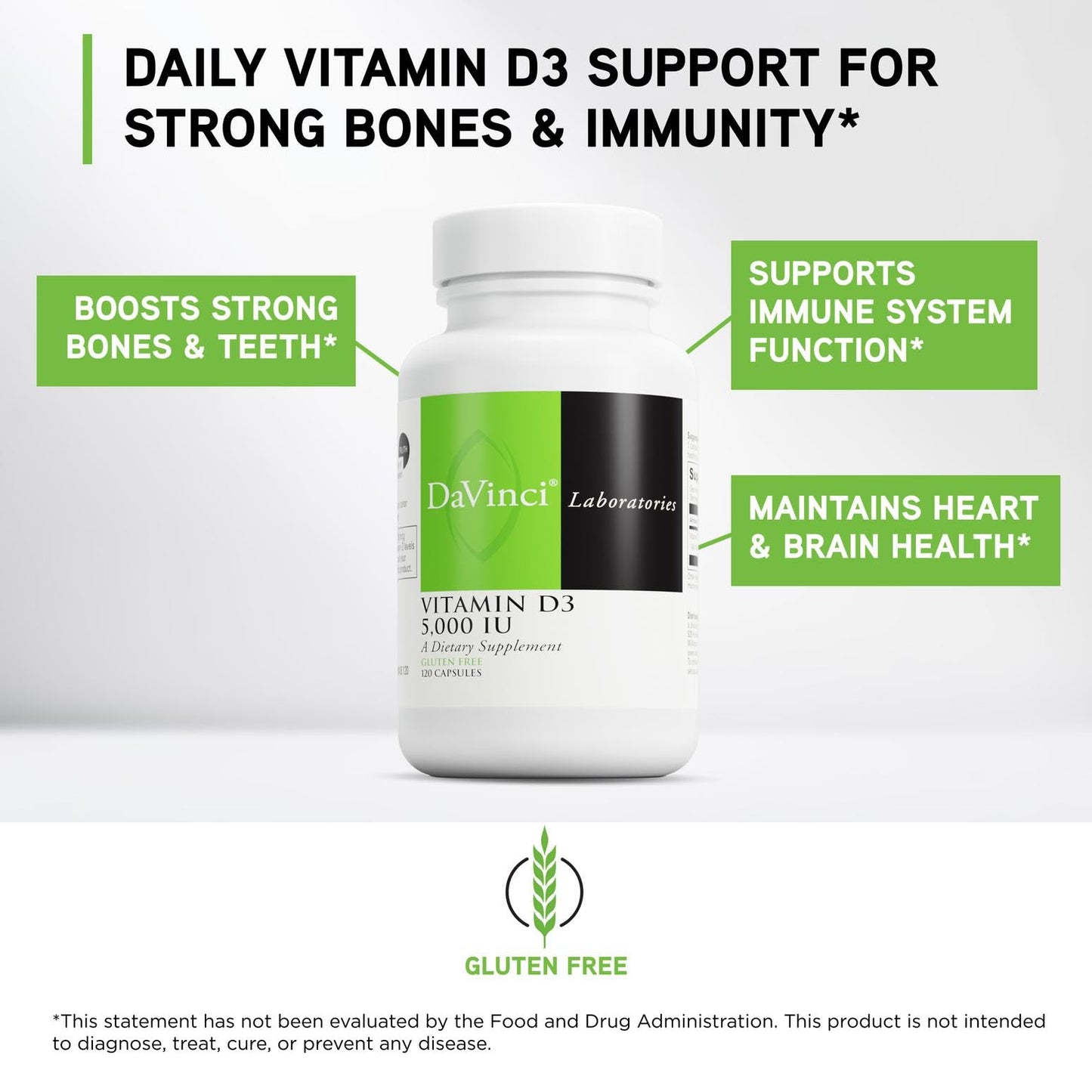 DAVINCI Vitamin D3 5000 IU Capsule, 120 Capsules