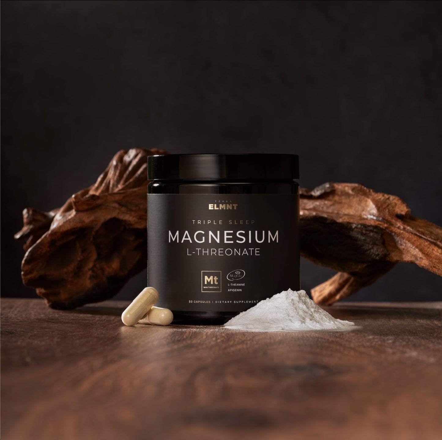 TERRA ELMNT Triple Sleep Magnesium L-Threonate with Apigenin, Theanine & Magtein, 50 Capsules