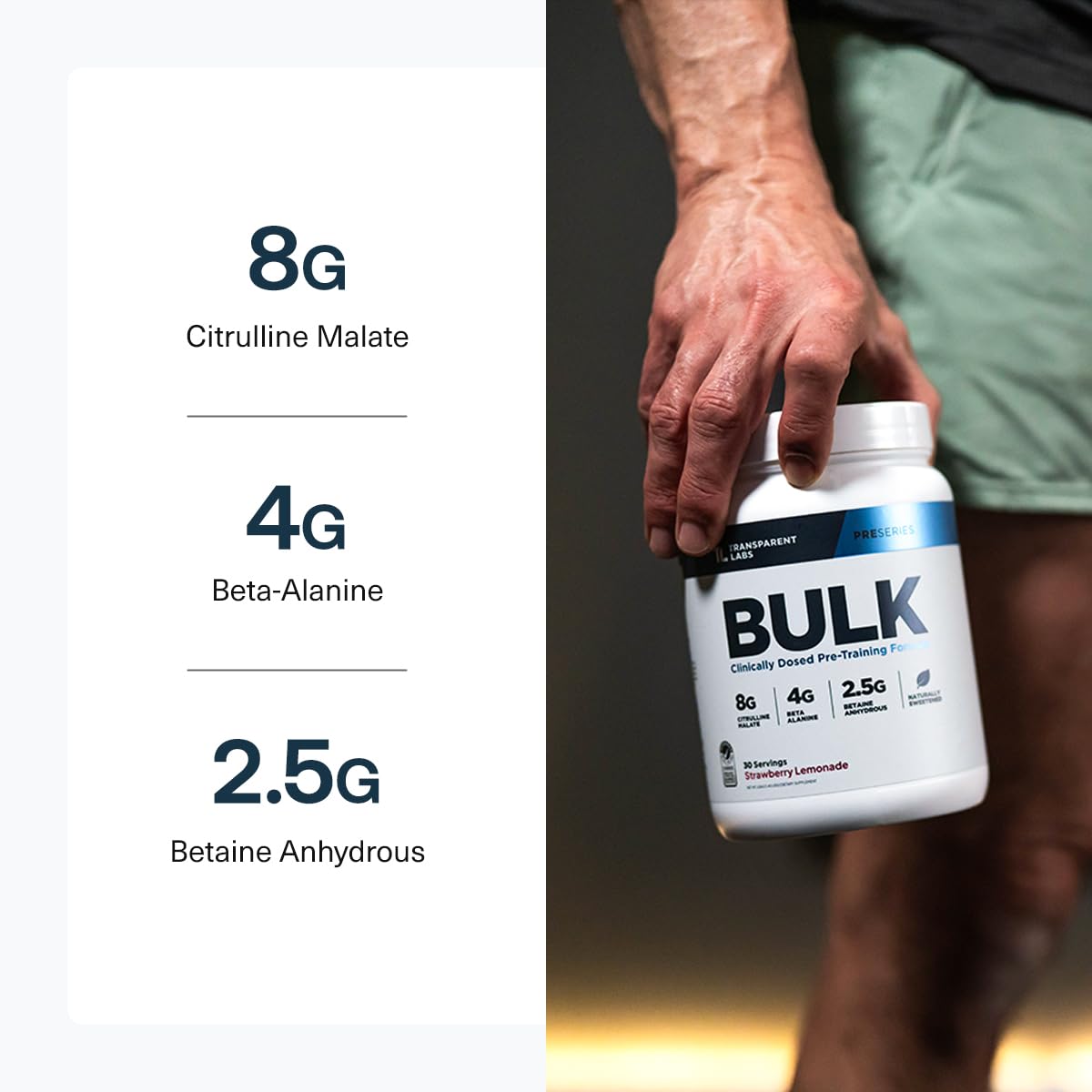 Transparent Labs Bulk Pre Workout Powder 30 Servings