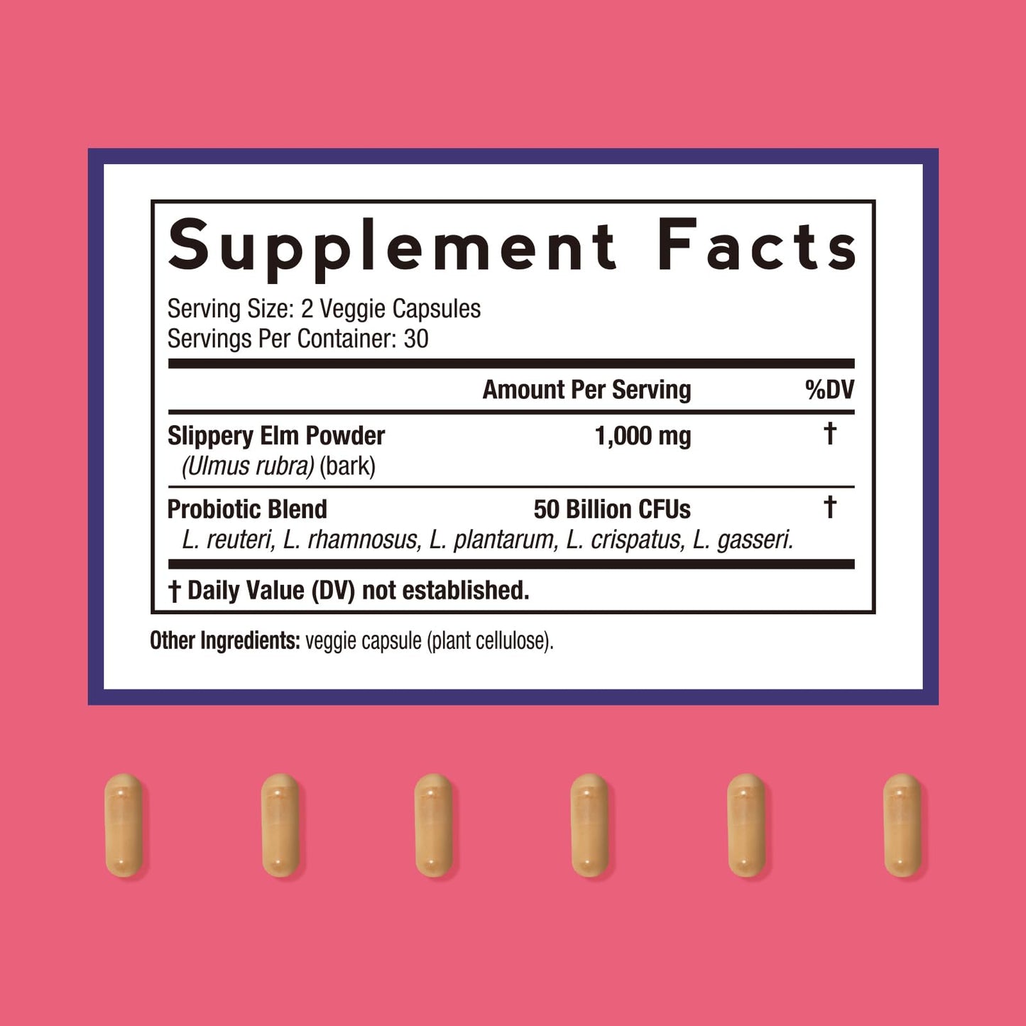 Doctor's Recipes Probiotics for Women with Slippery Elm 1000mg, Vaginal Probiotics 50 Billion CFUs, 60 Capsules