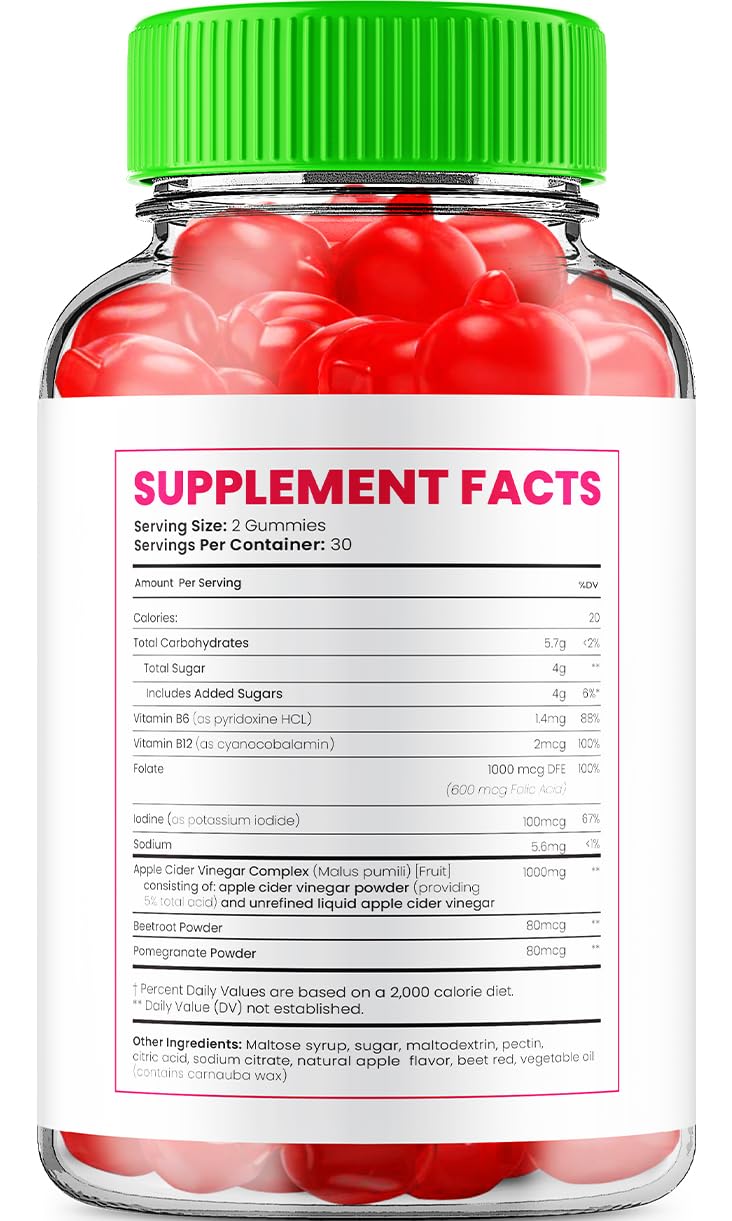 Indelo BioXtrim ACV Gummies 1000mg, Keto + Apple Cider Vinegar, Vitamin B12, 60 Gummies