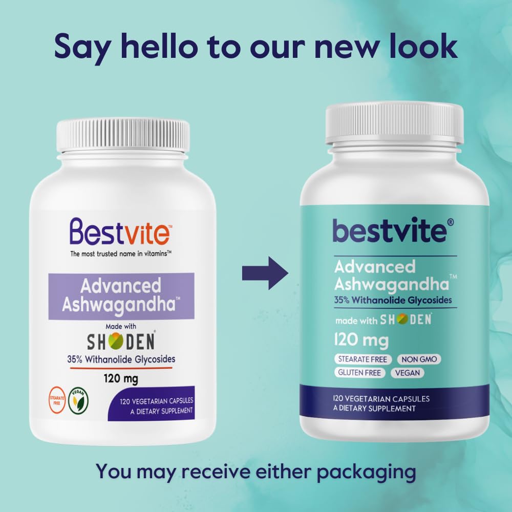BESTVITE Advanced Ashwagandha 120mg with Shoden Capsule, 120 Count