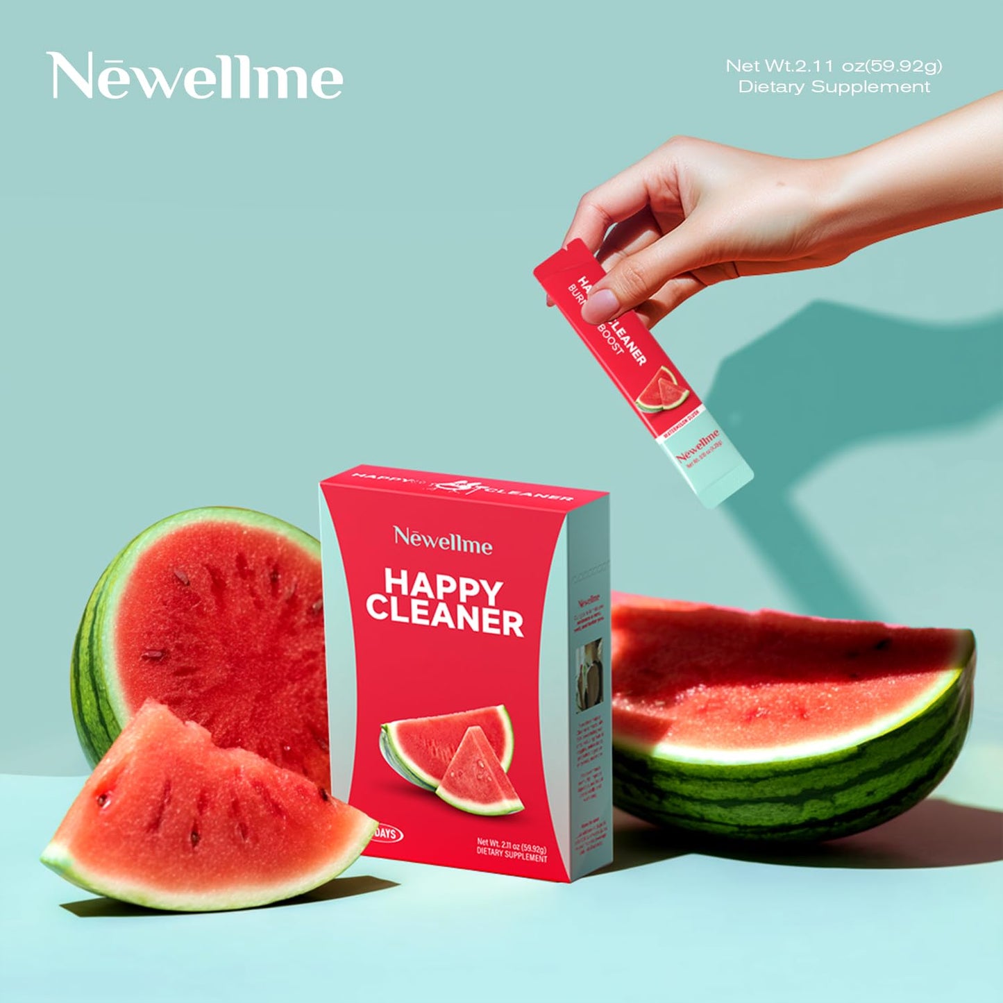 NEWELLME Watermelon Berry Probiotics Powder, 4.4 Ounce