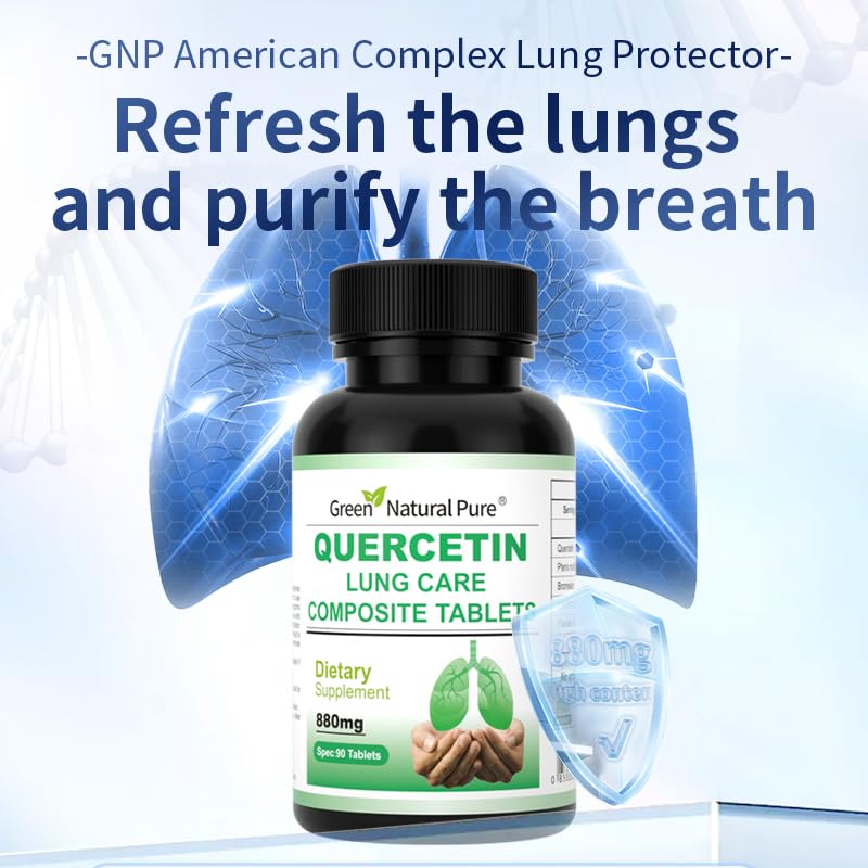 GREEN NATURAL PURE Quercetin Lung Care 880mg Highly Absorption Complex Food Support Supplement for Adult Capsule, 90 Capsules