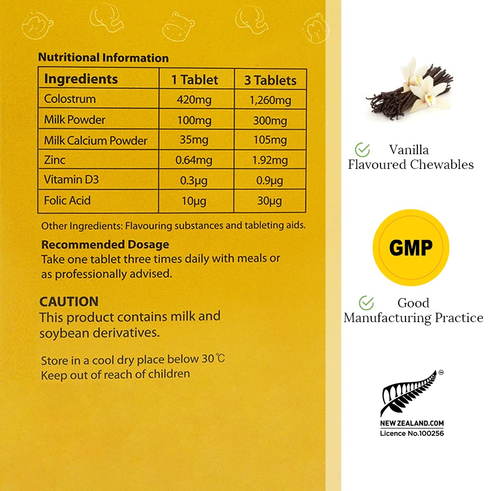 HI WELL PURE & NATURAL NEW ZEALAND Premium Grass-Fed Colostrum Gold Milk 400 Chewable Tablets