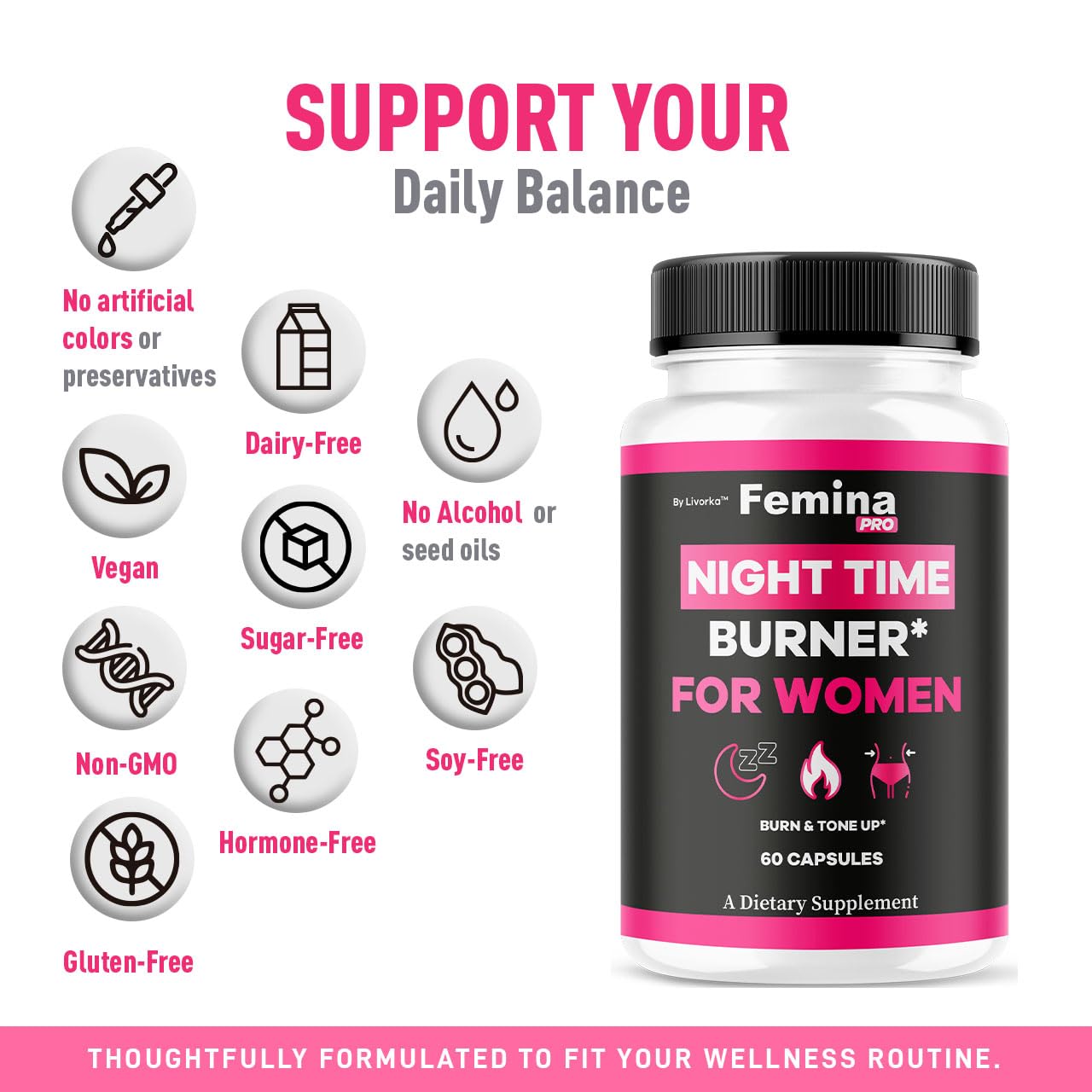 LIVORKA FeminaPro Nighttime Capsule, 60 Count