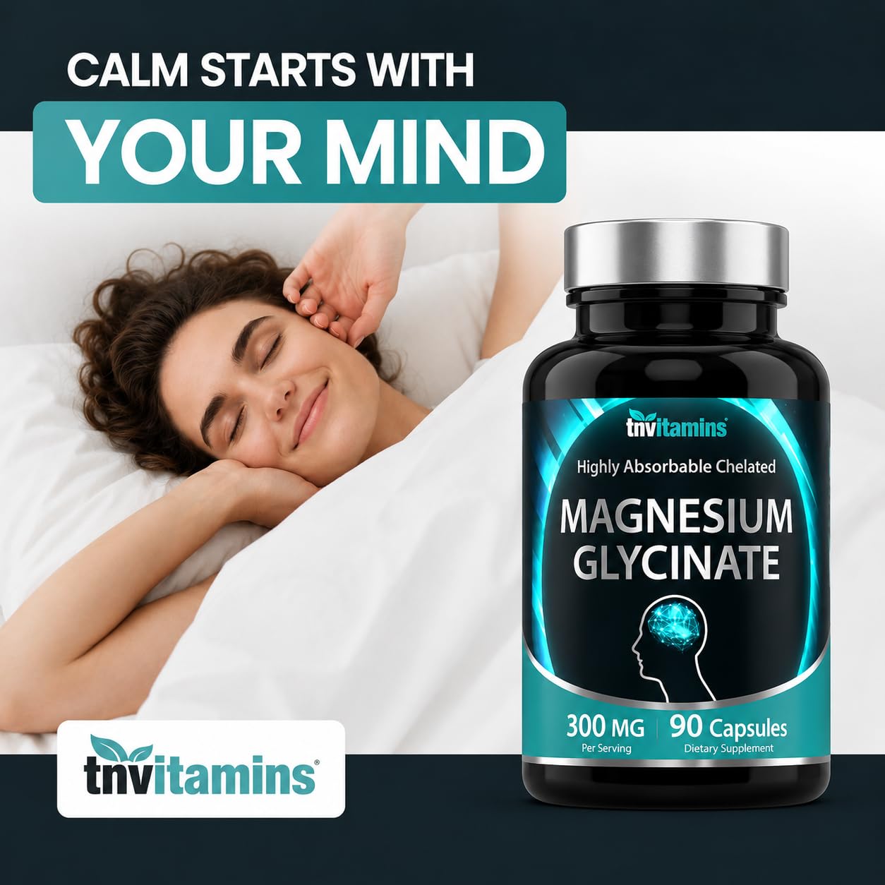 tnvitamins Magnesium Glycinate 300mg, 90 Capsules