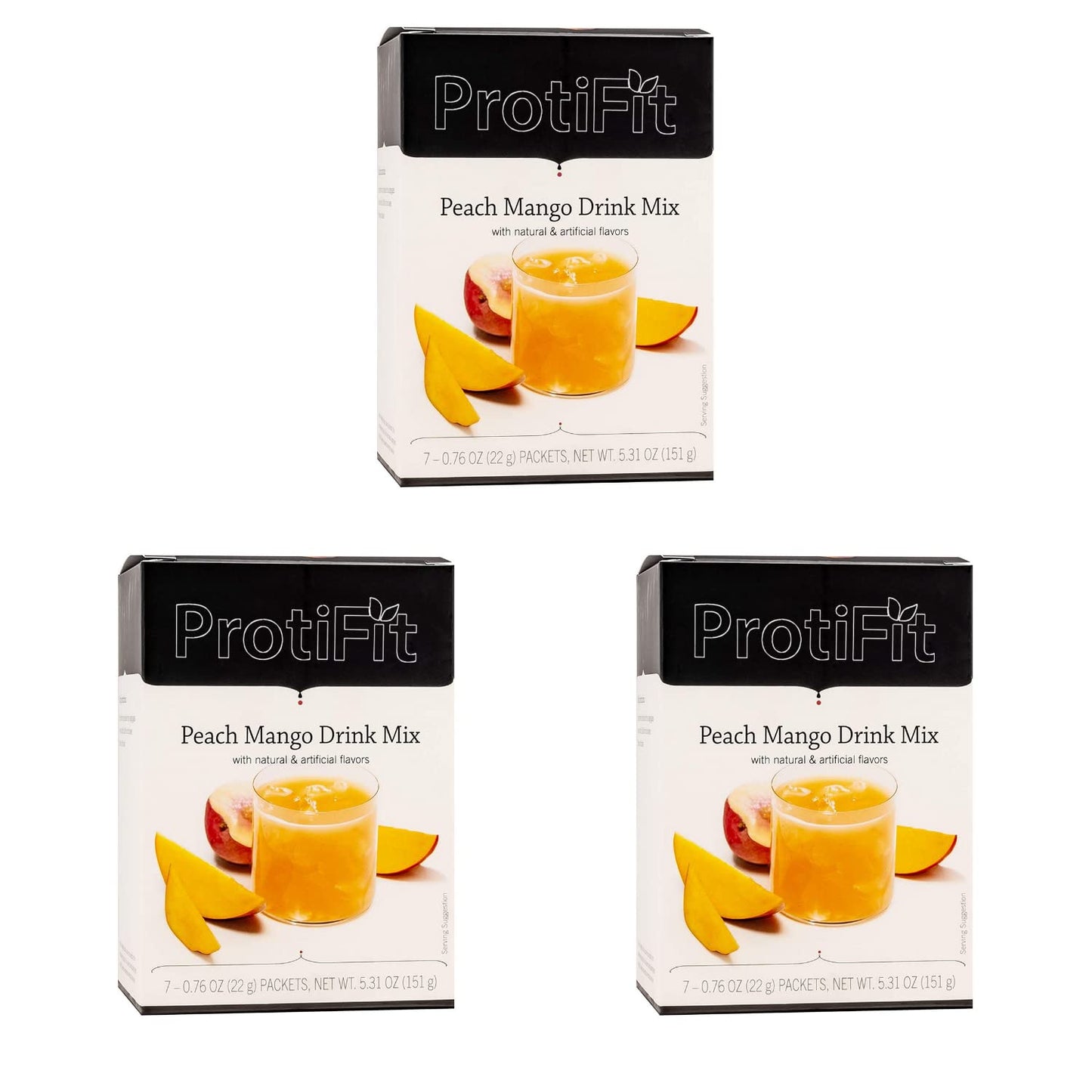 ProtiFit High Protein Peach Mango Fruit Drink Powder, 3 Pack