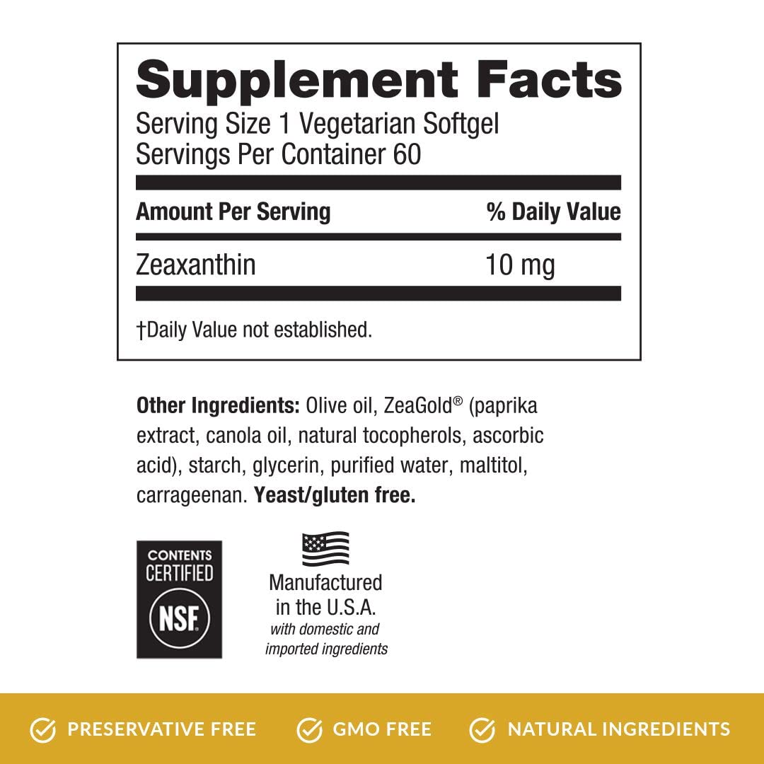 EyePromise Zeaxanthin Eye Health Supplements Softgels 60 Count