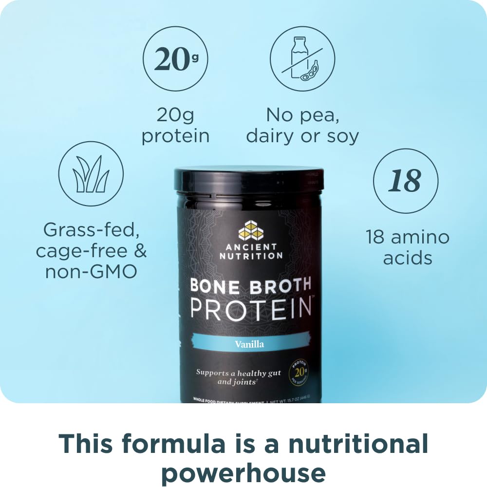 Ancient Nutrition Grass Fed Bone Broth Protein Powder 17.4