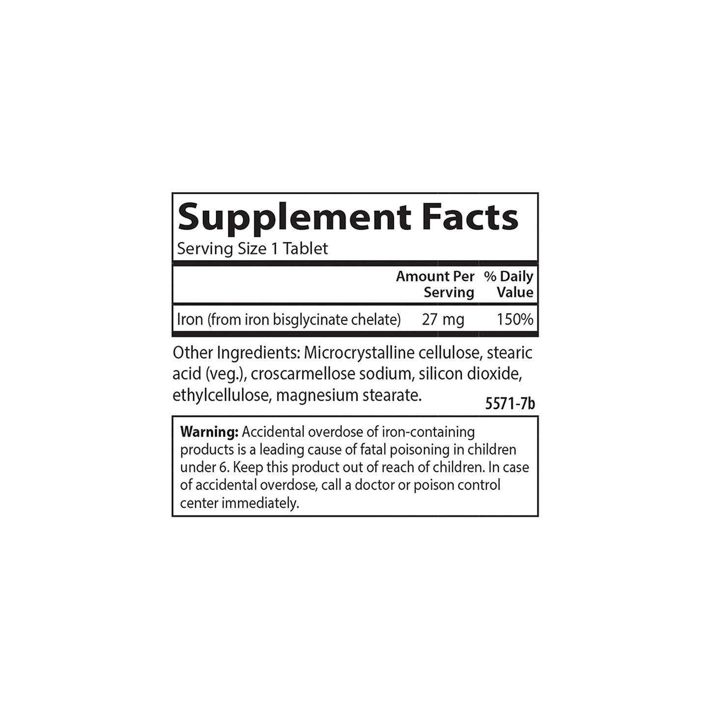 Carlson Chelated Iron 27 mg Superior Absorption, Blood Health, Energy Utilization & Optimal Wellness Tablets, 100 Count