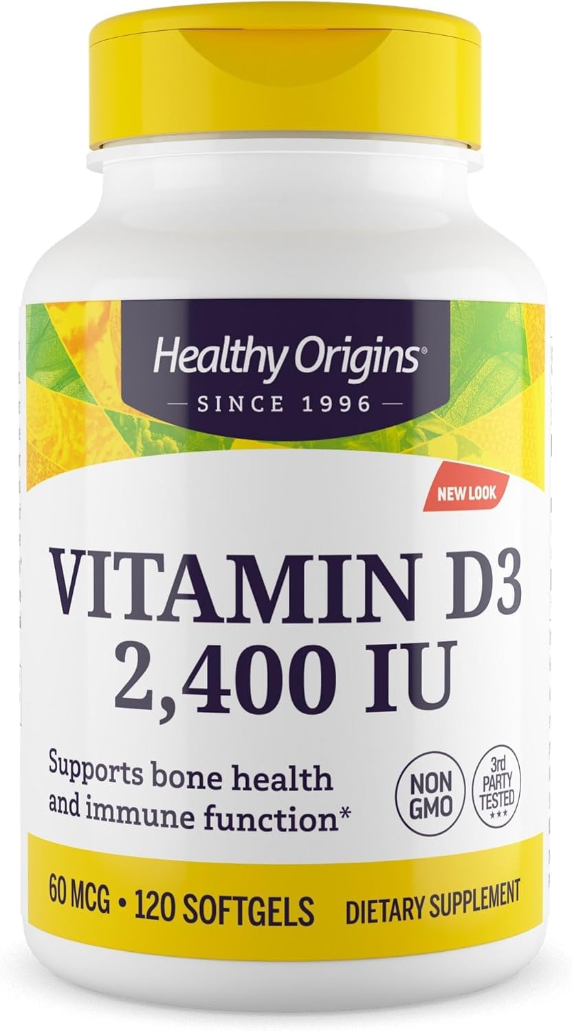 Healthy Origins Vitamin D3 2,400 Lulanolin Gels Softgels, 120 Count