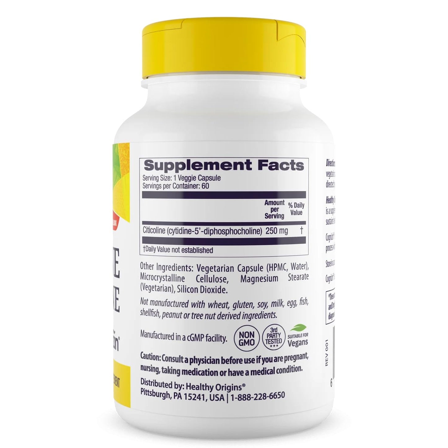 Healthy Origins Cognizin Citicoline 250 mg, 60 Veggie Capsules