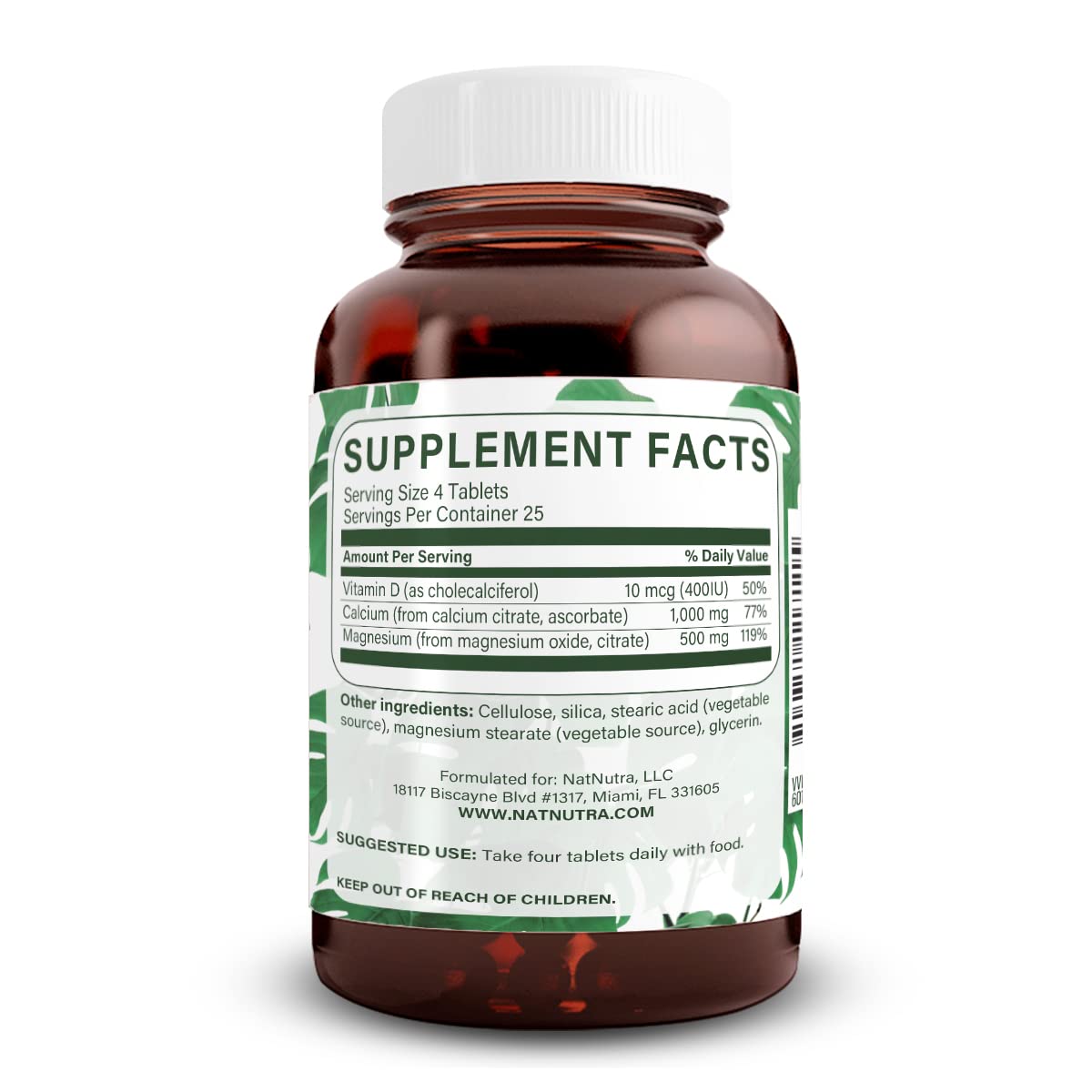 Natural Nutra Cal-Mag Citrate with Vitamin D3 1000/500 mg Complex, 100 Tablets