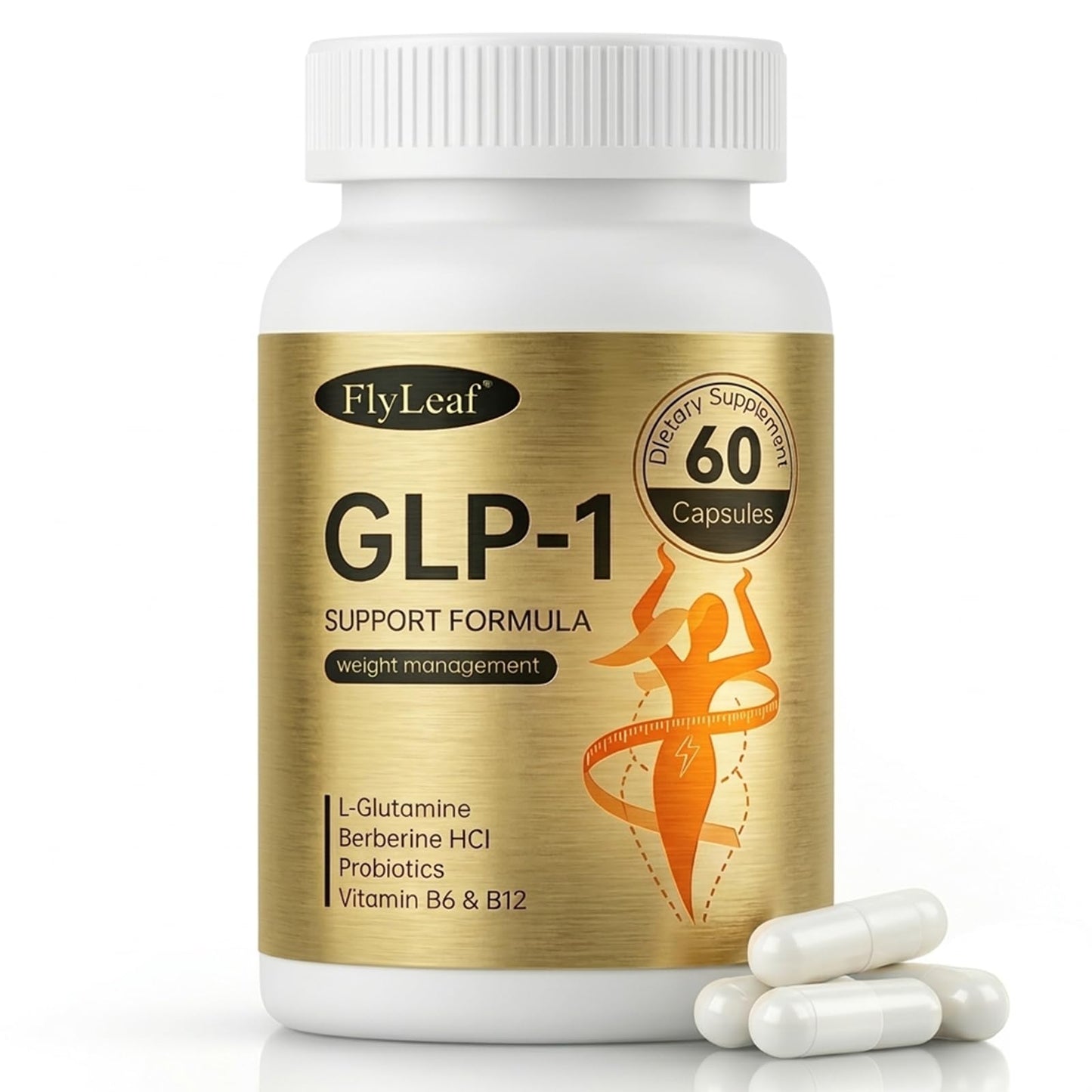 FLYLEAF GLP-1 Supplement for Appetite Control, Daily Weight Management Support - with Berberine HCl, Akkermansia & Probiotics to Help Manage Hunger - Non-GMO, 60 Capsules