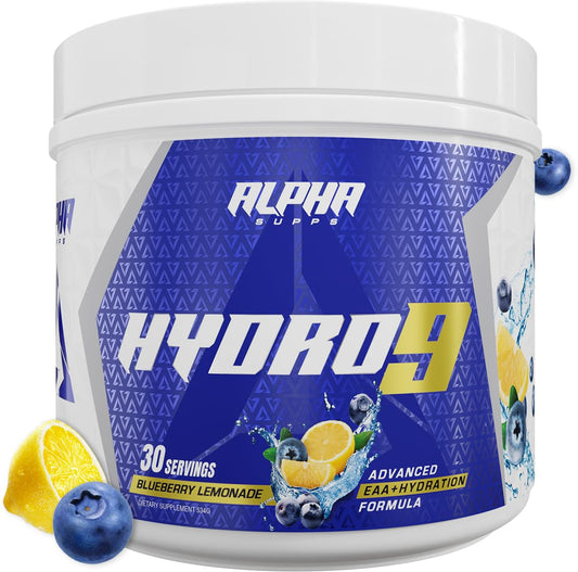Alpha Supps Hydro 9 Aminos EAA + Hydration Formula with BCAAs & Electrolytes Powder, 19 Servings