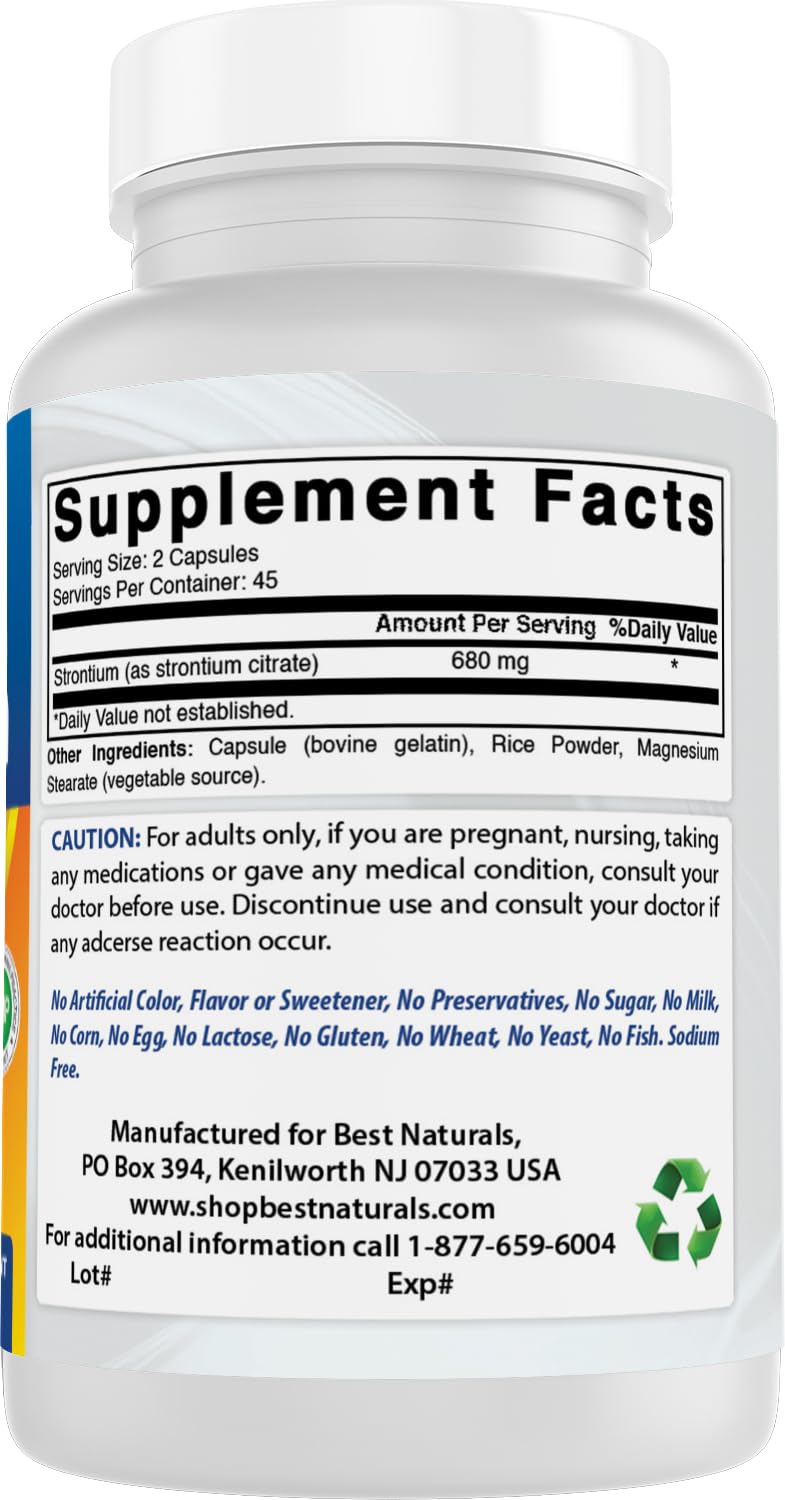 Best Naturals Strontium Bone Building Formula 680mg/serving Capsules 90 Capsules
