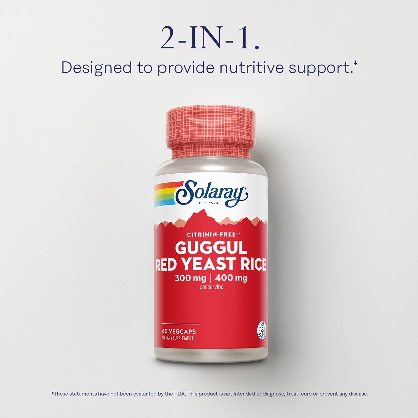 SOLARAY Guggul Gum Extract & Red Yeast Rice Capsules, 60 Count