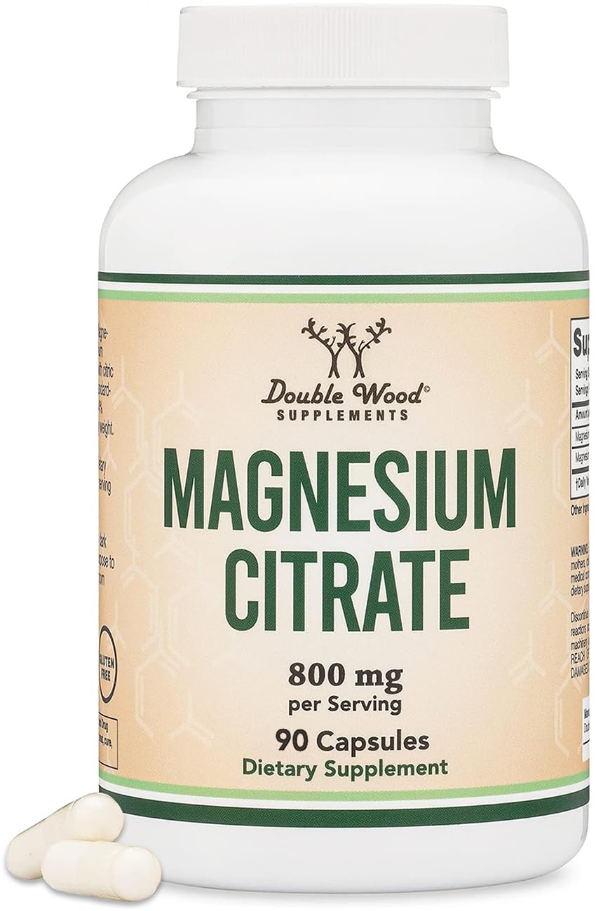 Double Wood Supplements Magnesium Citrate 800mg Capsules, 90 Count