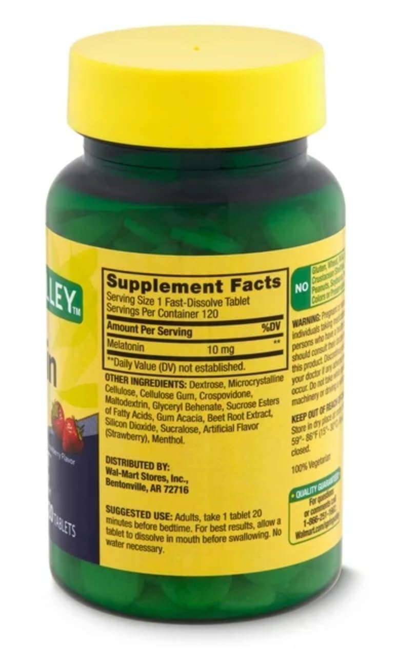 Spring Valley Melatonin Fast-Dissolve Tablets, 10 mg, 120 Count