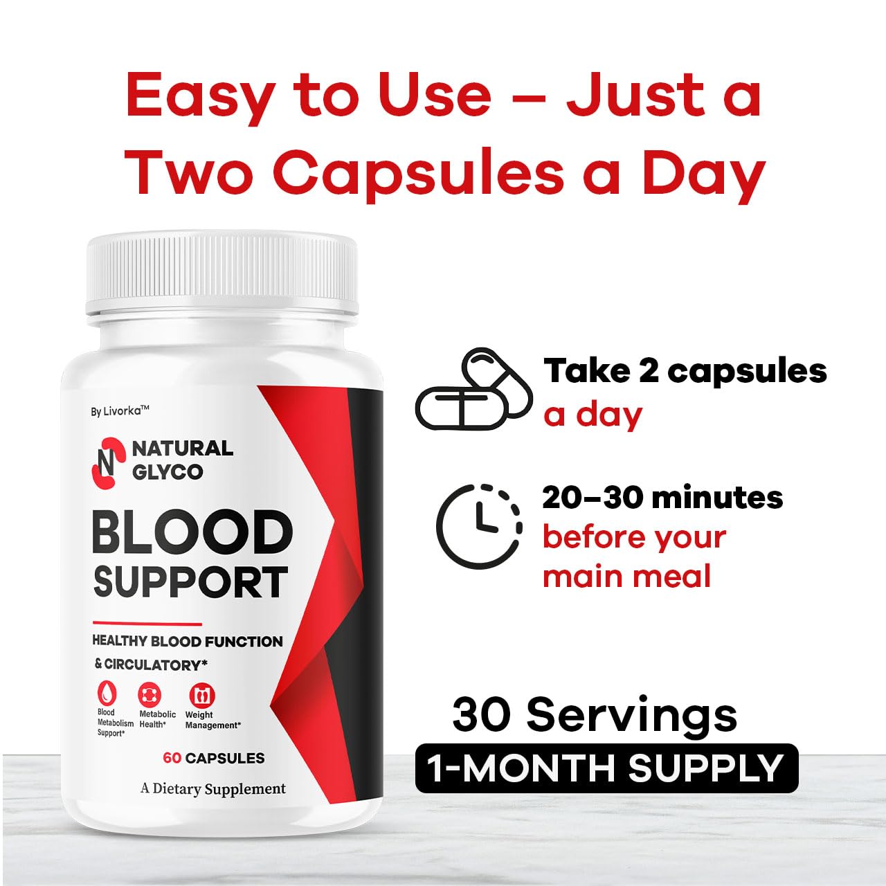 LIVORKA Natural Glyco Support Glycogen Supplement Premium Advanced Formula Capsules 180 Capsules