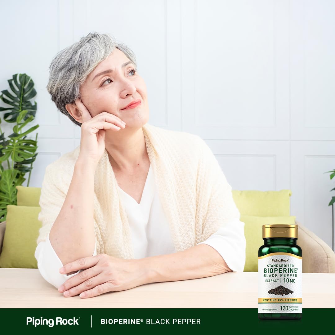 Piping Rock Bioperine Supplement 10mg Capsule, 120 Count, Gluten Free, Non-GMO