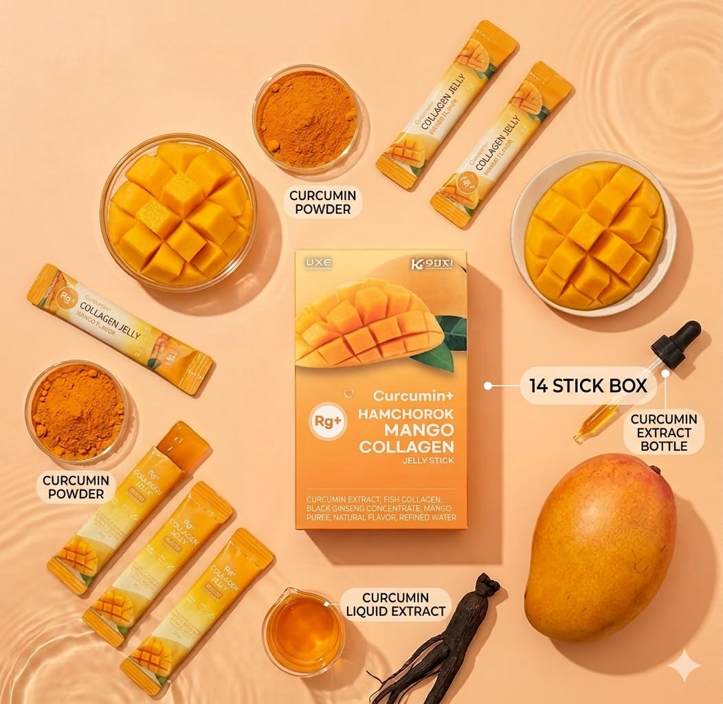 HAMCHOROK Rg+ Anti-Aging Korean-Beauty Mango Collagen Jelly with Ginseng Concentrate Gummy, 14 Count