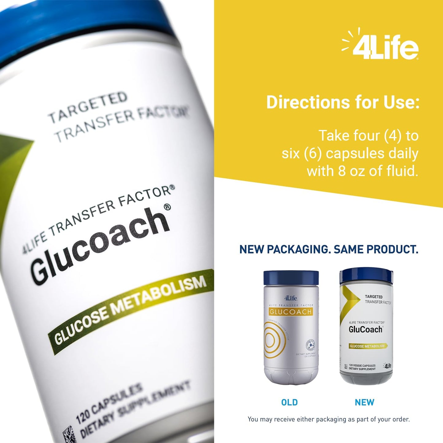4Life Transfer Factor GluCoach Endocrine Gut Support Capsules, 120 Count