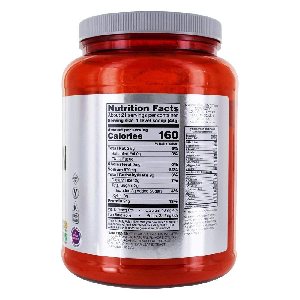 NOW Foods Pea Protein Powder Dutch Chocolate 32 Servings