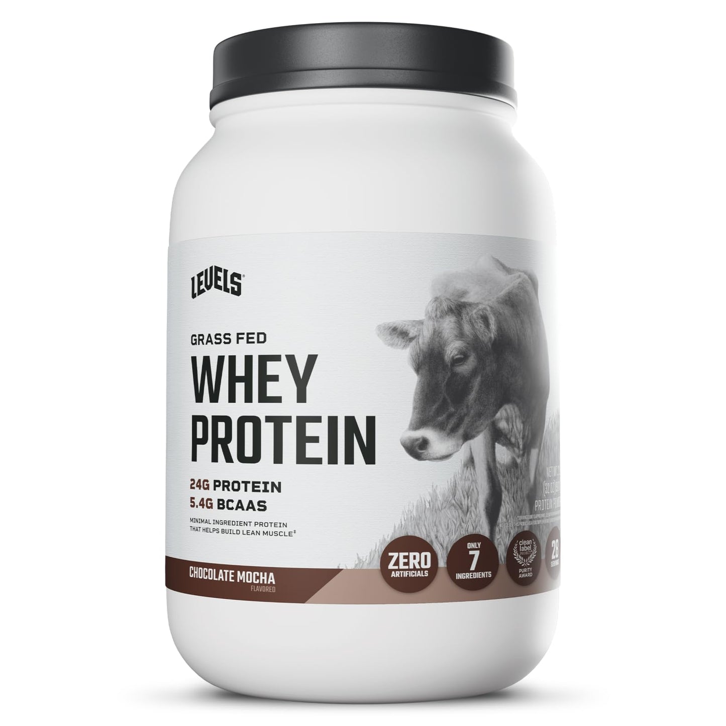 Levels Grass Fed Whey Protein Powder, Chocolate Mocha, 32 Servings