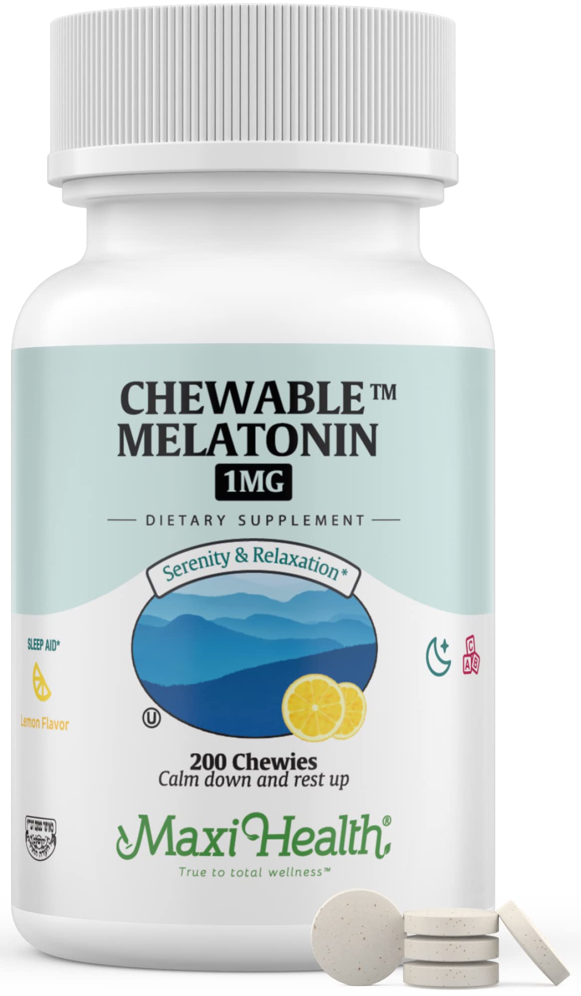 Maxi Health Melatonin 1mg Chewable Tablets 200 Count