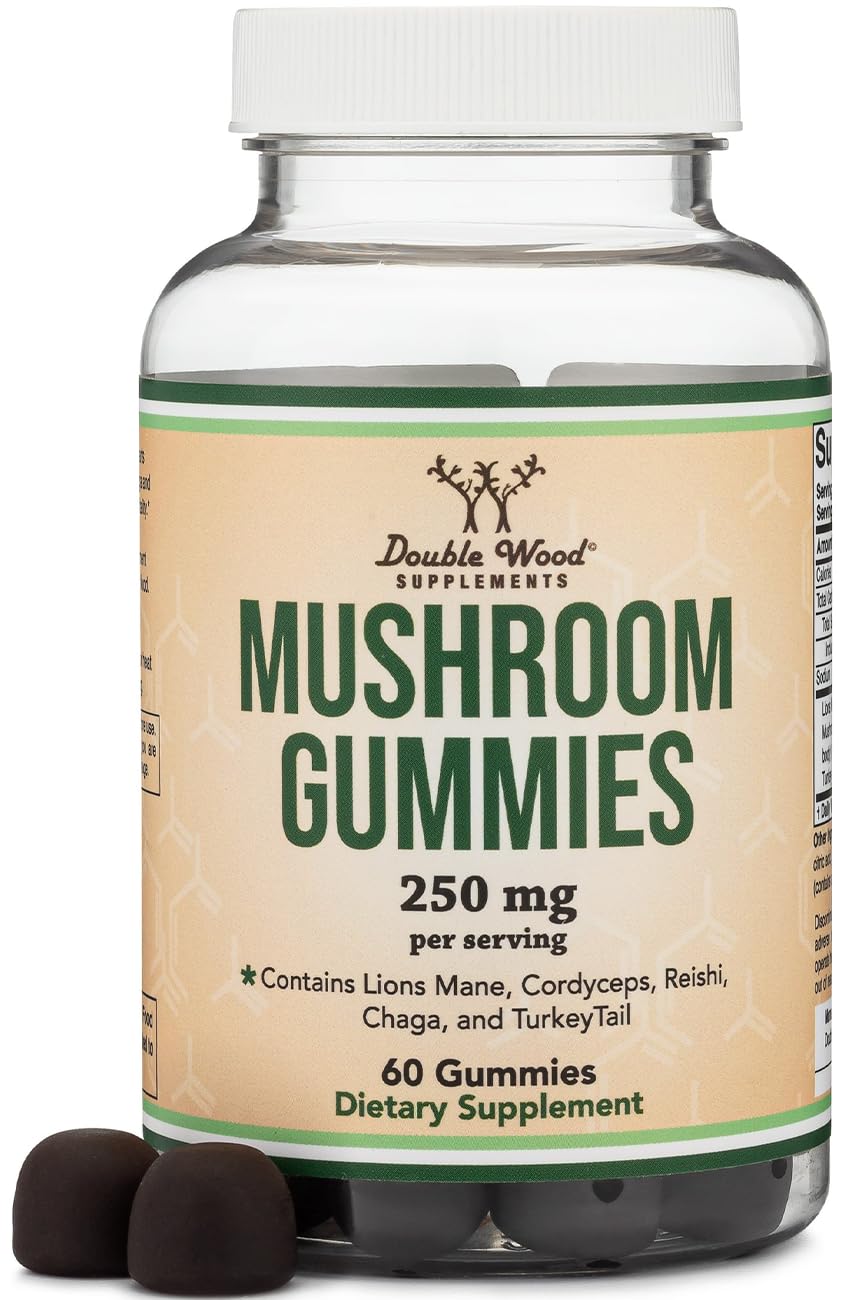 Double Wood Supplements Lion's Mane Mushroom 250mg Gummy, 60 Gummies