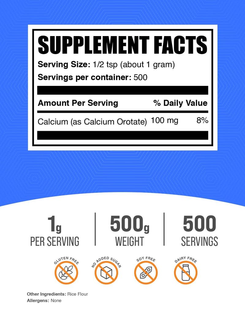 BulkSupplements Calcium Orotate Powder 17.6 oz