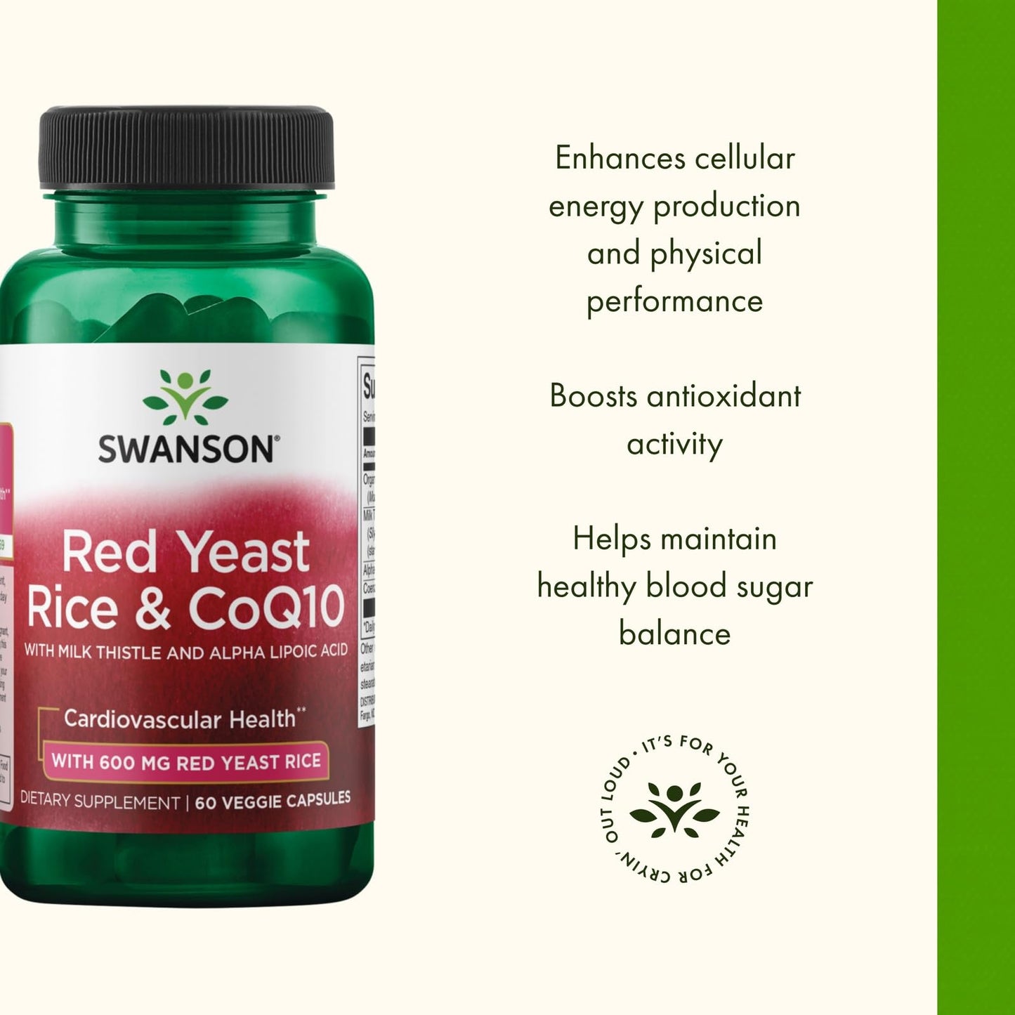 Swanson Traditional Red Yeast Rice & CoQ10 with Milk Thistle and Alpha Lipoic Acid Capsules, 60 Count