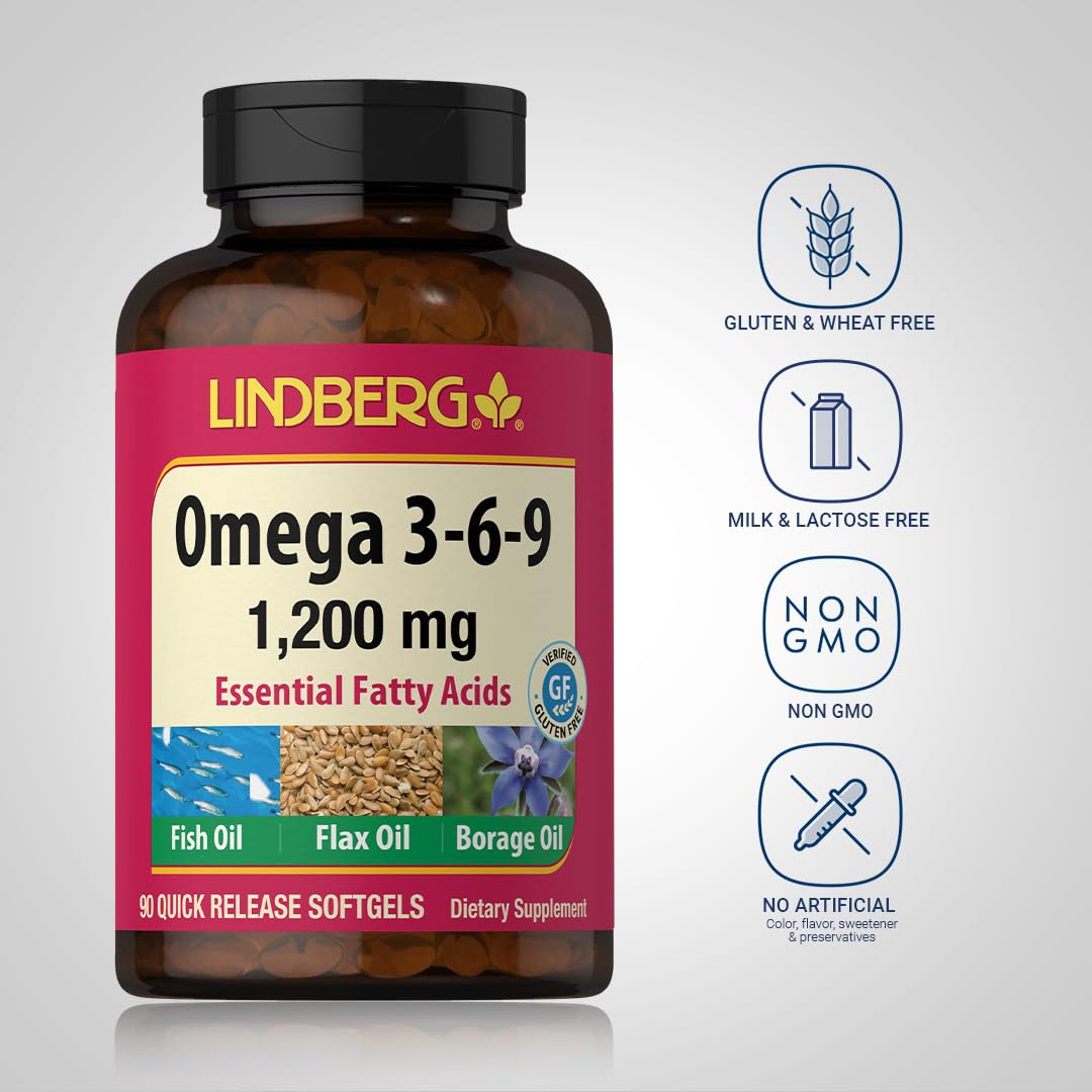 Lindberg Omega 3 6 9 Supplement Softgels 90 Count