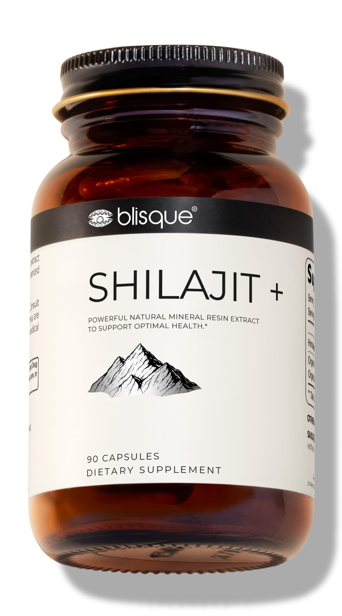 Blisque Pure Himalayan Organic Shilajit Resin Extract Capsules 90 Count