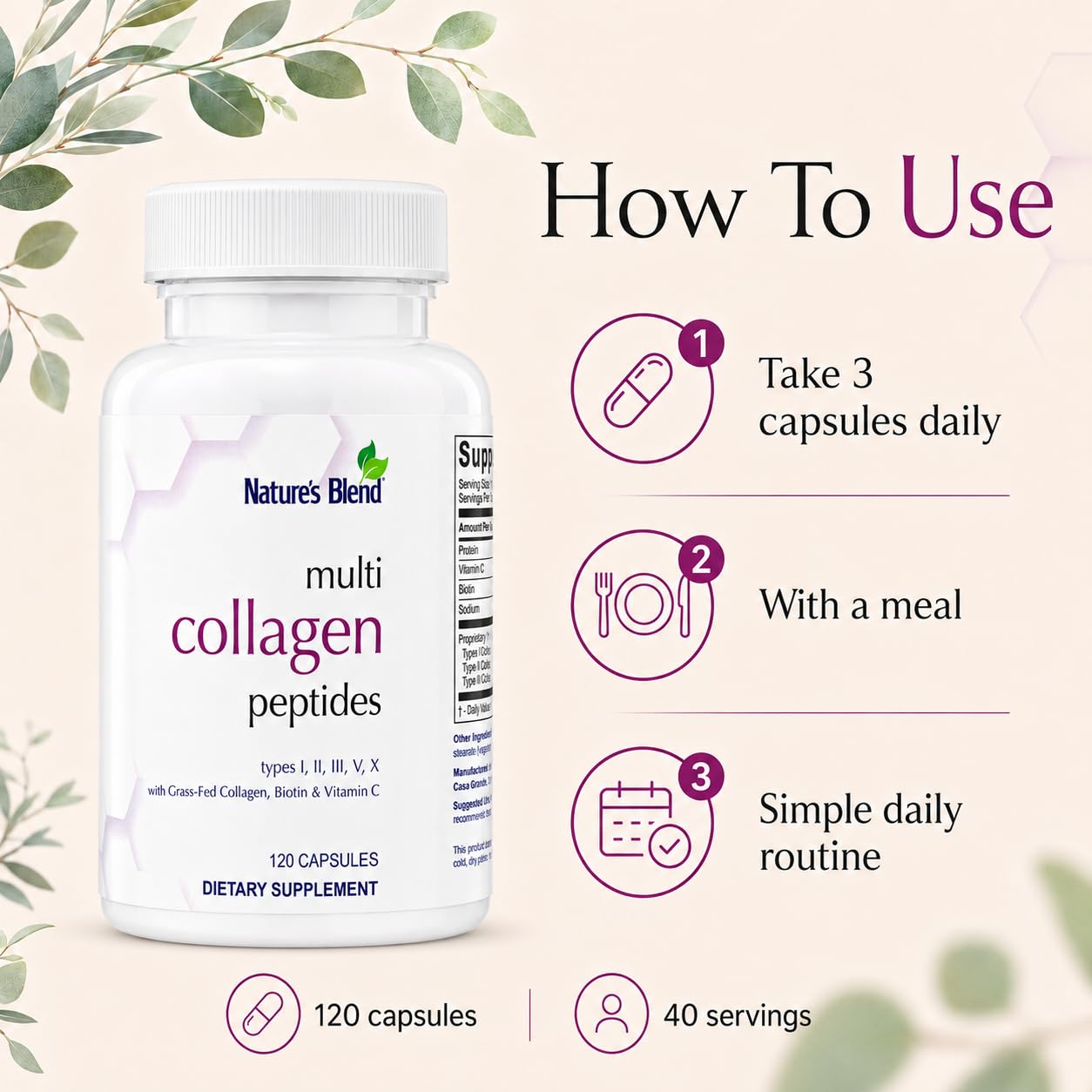Nature's Blend Multi Collagen Peptides Capsules 120 Capsules